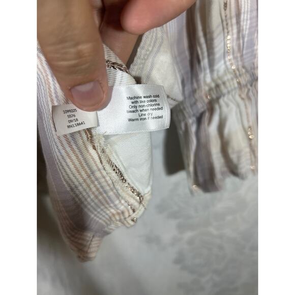 Lane Bryant Peasant Top 20 Pastel Plaid Gold Sparkle Smocked - Picture 9 of 12